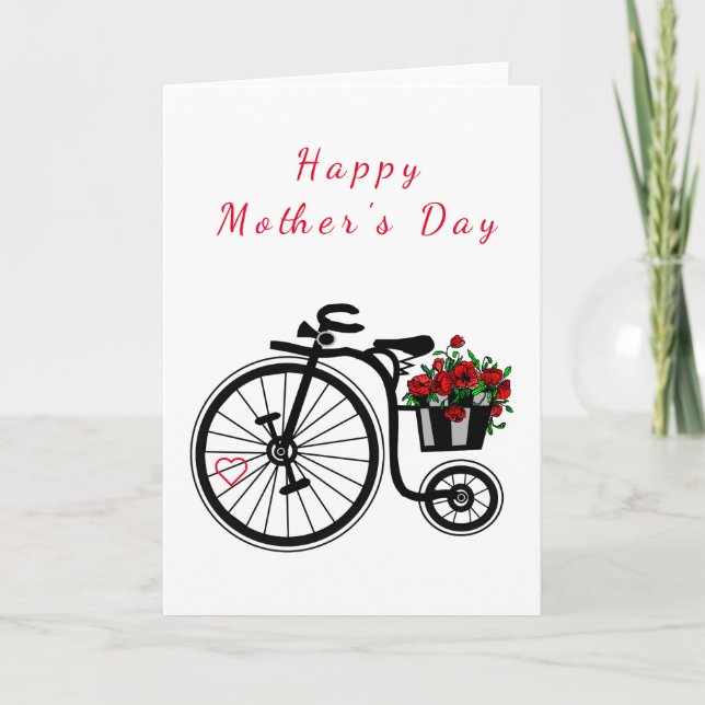 Fleurs Vélo Carte Fête des Mères (Devant)