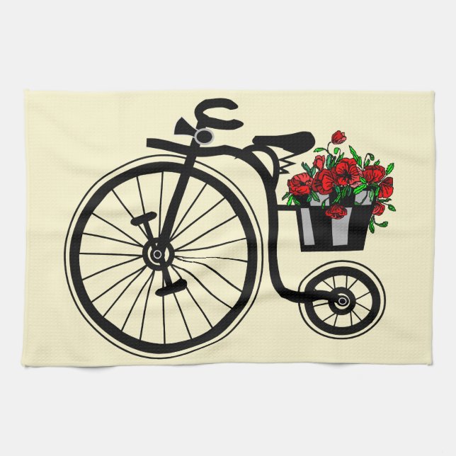 Fleurs Vélos Serviette de cuisine (Horizontal)