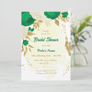 fleurs vertes et blanches or nuptiale invitation d