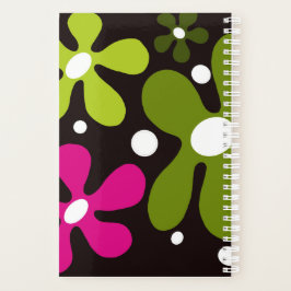 Fleurs vertes et roses modernes, funky