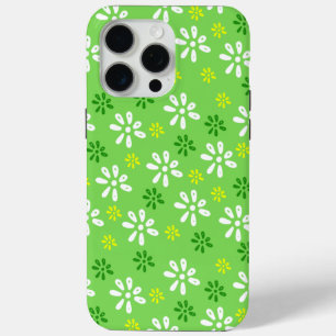 Fleurs vertes Motif iPhone 15 Pro Max Coque