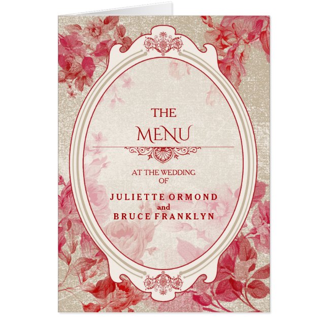 Fleurs vintages - Carte Menu (Devant)