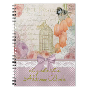 Fleurs vintages d'aquarelle et carnet d'adresses