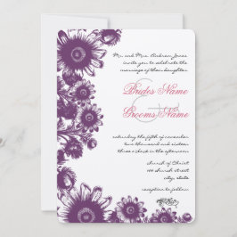 Fleurs vintages de prune Invitations de mariage