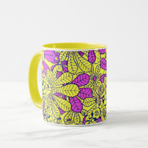 Fleurs Vintages Funky violet Coupe de Mug Jaune