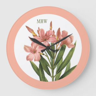 Fleurs vintages horloge murale monogramme personna