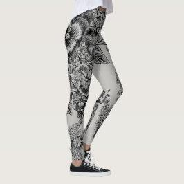 Fleurs vintages noires/grises Leggings Mariages