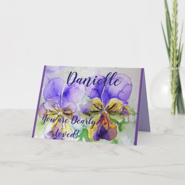 Fleurs violettes Aquarelle Florale Carte d'anniver (Devant)