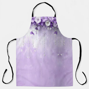 Fleurs violettes avec tablier à perles pendantes
