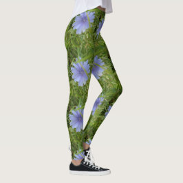 Fleurs violettes bleues Élégantes Leggings floraux