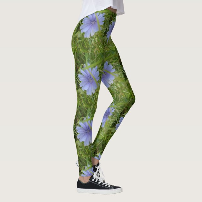 Fleurs violettes bleues Élégantes Leggings floraux (Droite)