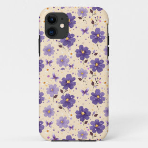 Fleurs Violettes et Papillons Étui pour Téléphone