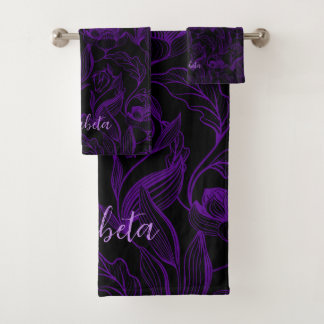 Fleurs violettes gothiques Sur Noir