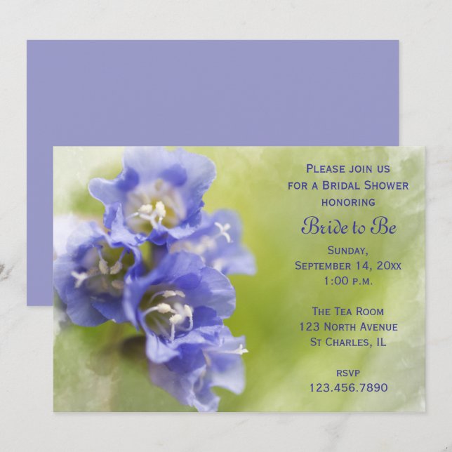 Fleurs violettes Jardin Douche nuptiale Invitation (Devant / Derrière)