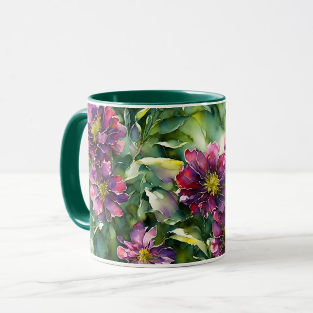 Fleurs violettes Jardin Floral Mug Cup (Devant gauche)