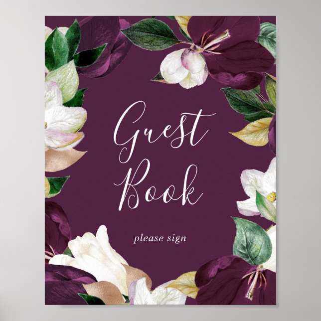 Fleurs violettes lunaires | Signe de livre d'or pr (Devant)