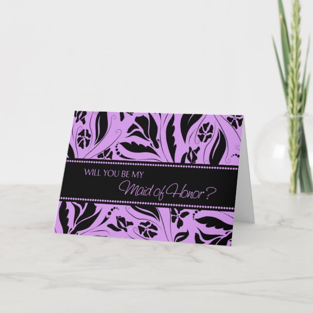 Fleurs violettes Maid of Honor Invitation Card (Devant)