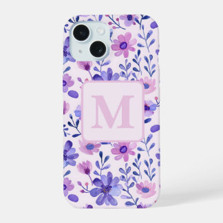 Fleurs violettes peintes à la main monogramme pers