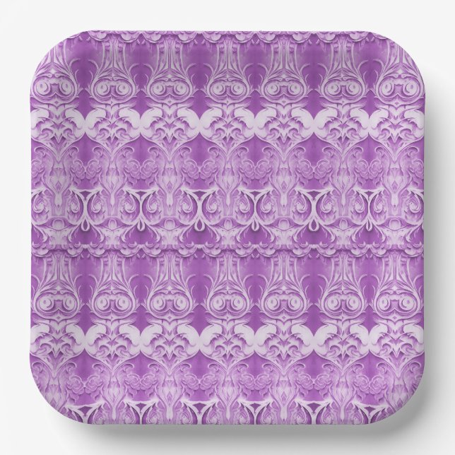 Fleurs Violettes Prospèrent sur Assiette en Papier (Recto)