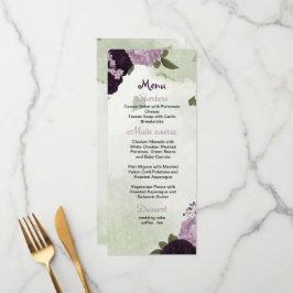 fleurs violettes vert menu mariage