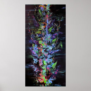 Fleurs vives sur impression noire