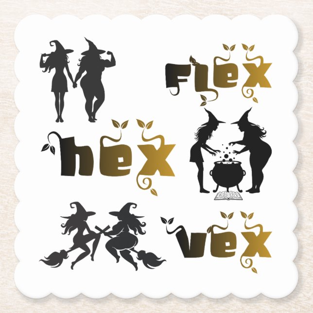 Flex. Hex. Vex. Body Positive & Diverse Hexen Untersetzer (Vorderseite)