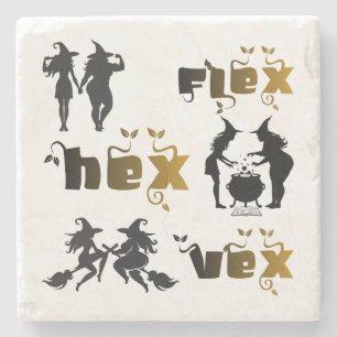 Flex. Hex. Vex. Körperpositiv & Diverse Hexen Steinuntersetzer