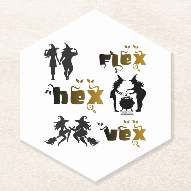 Flex. Hex. Vex. Körperpositiv & Diverse Hexen Untersetzer (Vorderseite)