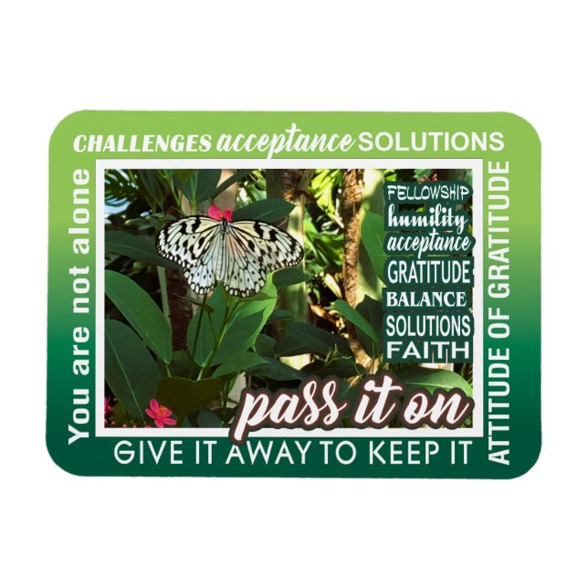 Flexible 12 step recovery pass it on magnet 26 butterflies (Horizontal)