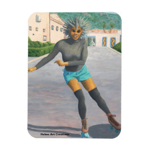 Flexible Alien Femme Roller Patinage Imaginaire Art Magnet