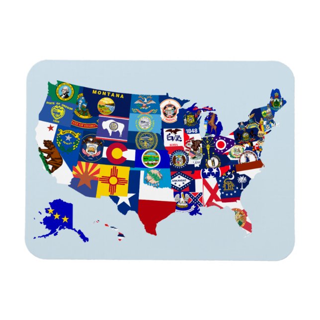 Flexible American Map State Flags Mosaic Magnet (Horizontal)