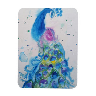 Flexible Aquarelle bleu Peacock Oiseau Aquarelle Magnet d'a