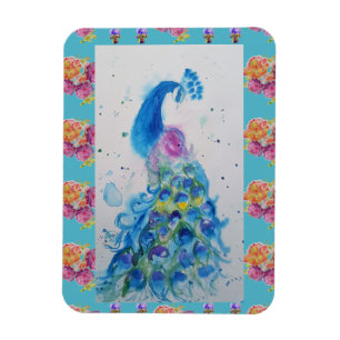 Flexible Aquarelle Peacock Blue Bird Aqua frigo Magnet