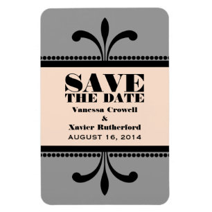 Flexible Art déco fantaisie Enregistrer la date Magnet Gris