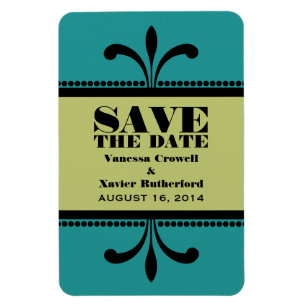 Flexible Art déco fantaisie Enregistrer la date Magnet Turq