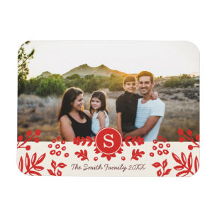 Flexible Art populaire Monogramme Photo Magnet