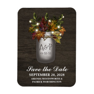 Flexible Automne Feuilles Rustique Mason Jar Magnet Réserve