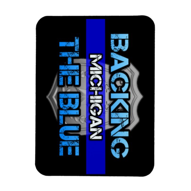Flexible Backing the Blue Michigan Magnet (Vertical)