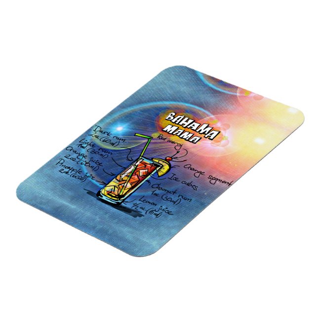 Flexible Bahama Mama Cocktail Drink Recette Magnet (Côté Gauche)