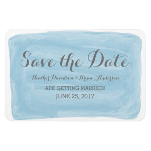 Flexible Blue Watercolor Save the Date Magnet