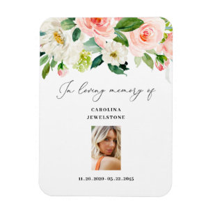 Flexible Blush Floral Celebration Of Life Keepsaké Magnet