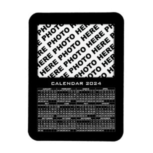Flexible Calendrier 2024 Ajouter 1 Photos Magnet Black