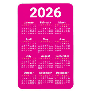 Flexible Calendrier 2026 Magnet | Couleurs personnalisées