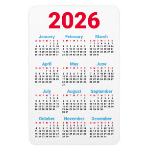 Flexible Calendrier 2026 Magnet   Thème : couleurs du drape