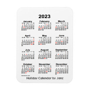 Flexible Calendrier des Fêtes Blanches 2023 par Janz Magnet