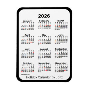 Flexible Calendrier des fêtes noires 2026 par Janz Magnet