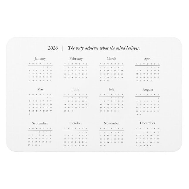 Flexible Calendrier Magnet 2026 Citation Personnalisée (Horizontal)