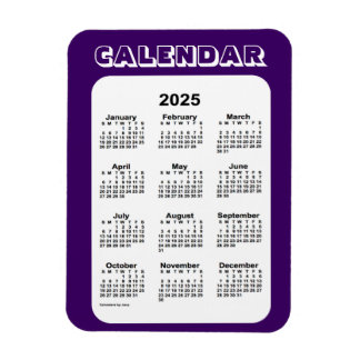 Flexible Calendrier violet 2025 par Janz 3x4 Magnet