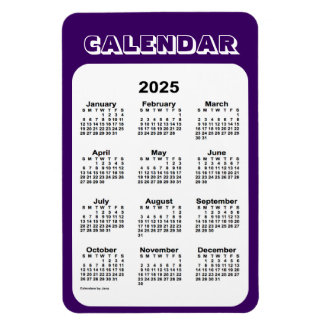Flexible Calendrier violet 2025 par Janz 4x6 Magnet