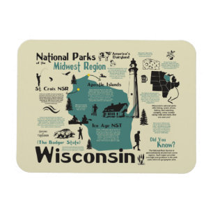 Flexible Carte des parcs nationaux du Wisconsin Magnet